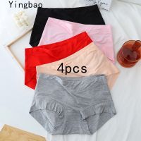 Yingbao 4 pcs Panties Women Modal Cotton Plus Size Mid Waist Ladies Stretchable Underwear Brief L XL XXL XXXL Plus Size HOT ●□