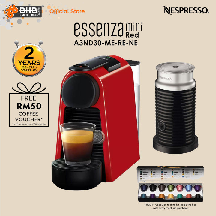 BUNDLE] Nespresso AD30-ME-RE-NE Essenza Mini Coffee Machine Red