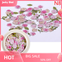 Jacky 50ชิ้น/กล่อง Nail Art Charms ดอกไม้ Rose Ultra Thin wood Pulp Patch DIY Nail Art