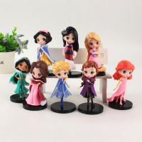 8pcs/set 9-10cm Disney Princess Figurine Snow White Sofia Cinderella Belle Aladdin Anna Mulan PVC Model Collection Toys