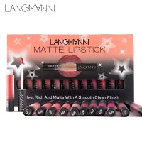 brand 12pcsset matte liqiud Lipstick Waterproof lip kit matte Velvet lip gloss set Nutritious batom makeup set sexy Red Tint