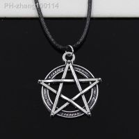 ✻₪ New Fashion Tibetan Silver Color Pendant Star Pentagram Necklace Choker Charm Black Leather Cord Factory Price Handmade Jewelry