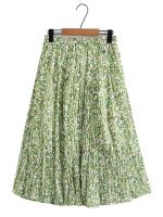 【CC】♞✻✇  Size Womens Skirt Polyester Print Stretch Elastic Waist Floral Large Hem Umbrella Double-Layer