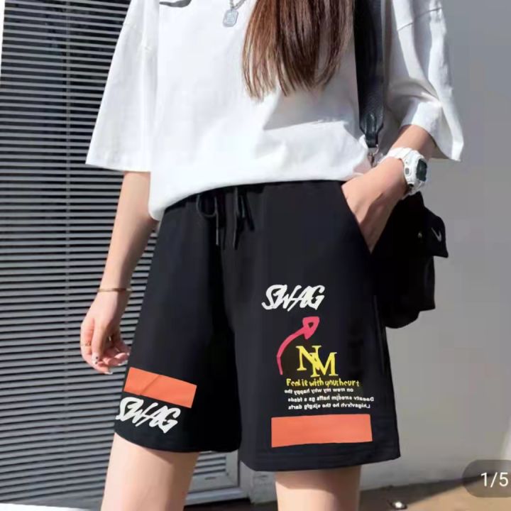 กางเกงขาสั้นผ้าเกาหลีกางเกงยางยืดทรงสวย-ผ้าเเห็งง่ายใส่ดี