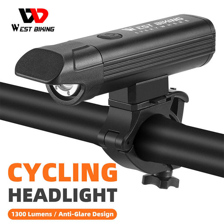 WEST BIKING 1300 Lumen Aluminum Shell Bike Light USB Rechargeable LED