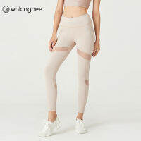 Wakingbee Mesh Cut Leggings (Ivory) เลกกิ้งออกกำลังกาย ตัดต่อตาข่าย ผ้ายืดหยุ่น กระชับ กันยูวี แห้งเร็ว มีกระเป๋าข้าง