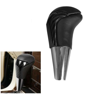 For Toyota Land Cruiser Carbon Fiber PU Leather Automatic Shifting AT Shifting Pusher Gear Shift Knob Head Cover