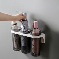 Wall Mounted Stand Collapsible Umbrella Storage Rack Free Punch Suction Cup Rack Independent Cup Without Dripping