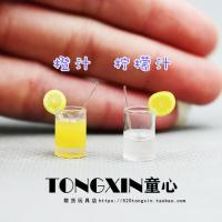 Cute Miniature Food Toy Scene Model Dollhouse Accessories Mini Lemonade Cup Orange Juice Food Toy Small Ornaments Drink 【OCT】