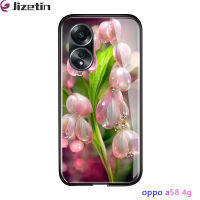 Jizetin เคส OPPO ดีไซน์หรู4G,เคสความคมชัดสูงคริสตัลดอกไม้สีชมพูกันกระแทกกระจกเทมเปอร์เคสฝาหลัง