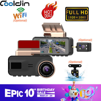 COOLDIN Full HD 3.16นิ้ว Dash Cam WiFi เลนส์คู่รถ DVR 1080P เครื่องบันทึกมุมกว้าง Night Vision G-Sensor Dash กล้องเครื่องบันทึกวิดีโอรถยนต์