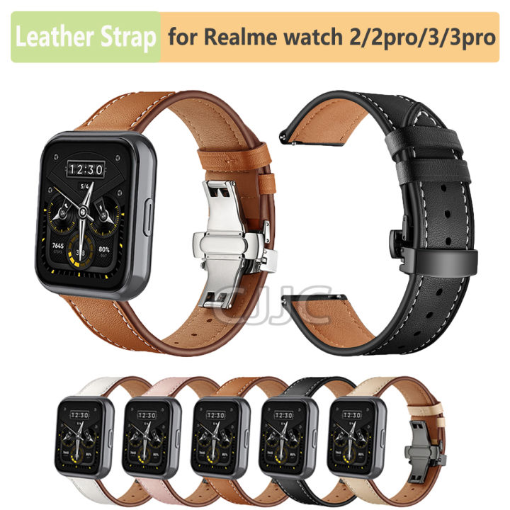 Premium Leather Strap for Realme Watch 3/3 pro Classic Handmade Watchband  for Realme Watch 2/2 pro