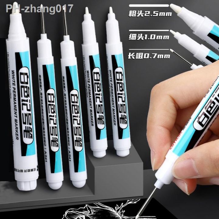 haile-permanent-oily-ink-white-paint-marker-pens-waterproof-plastic-gel-pen-writing-drawing-diy-graffiti-pen-stationery-notebook