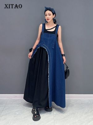 XITAO Dress Loose Casual Fashion Women Denim Strap Dress
