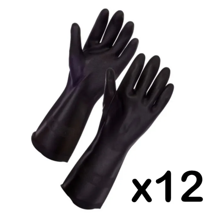 12 PAIRS Sensuous Industrial Glove Rubber Glove Heavy Duty Chemical