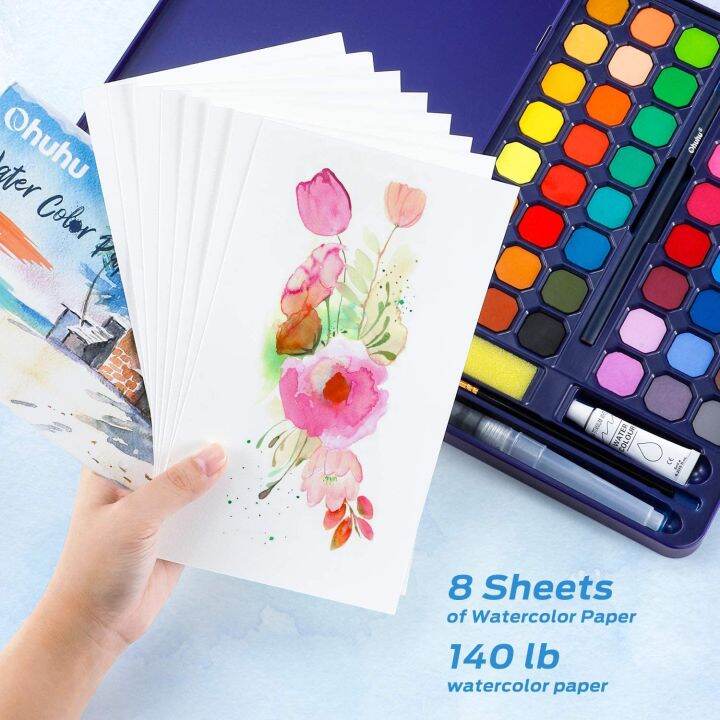 2023 Ohuhu Solid Watercolor Paint Set Brush Pen Portable Professional