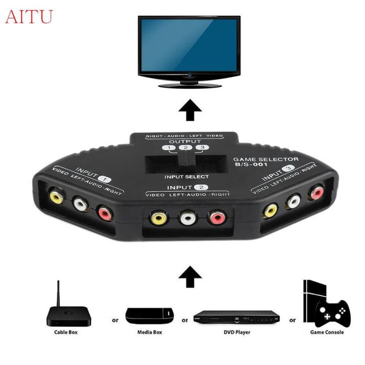 3 Port Av Composite Audio Rca Selector Switch For Video Audio