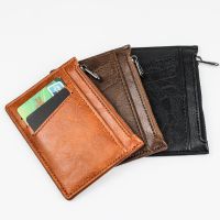 Vintage Men Leather Wallet Short Slim Male Purses Money Credit Card Holders Men Wallet Money Bag Zipper Coin Purse