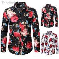 ☌ Men Shirt Sleeve Floral print New Clothing Streetwear Fashion