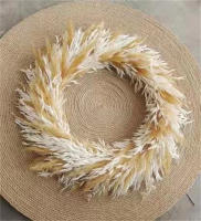 แห้ง Pampas Grass พวงหรีดสำหรับในร่ม Farmhouse Boho แขวนผนัง,Handmade พวงหรีดธรรมชาติ,ห้องเด็กเนอสเซอรี่ตกแต่ง-lihanrui