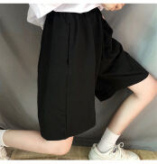Quần short ống rộng UNISEX CERA-Y lưng thun lửng ngố màu đen CRQ014
