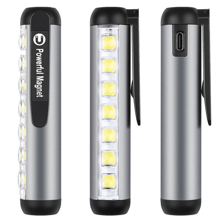 mini-led-flashlight-xpe-cob-lamp-beads-ultra-bright-torch-with-clip-magnet-work-light-waterproof-usb-rechargeable-flashlight