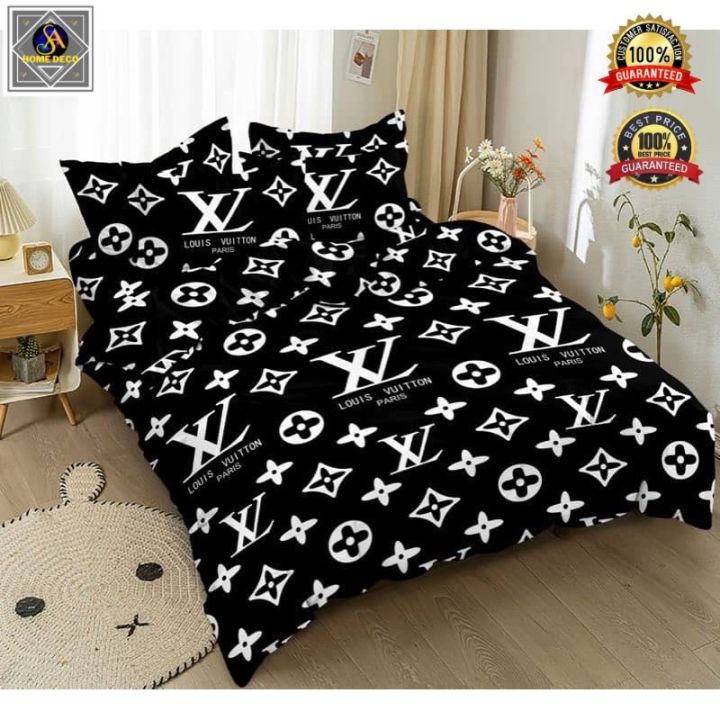 NEW HOTEL Cadar Kain Sejuk Lembut Branded Luxury Premium LV Channel Gucci  Single Queen Bedding Bedsheet With Pillow Cover