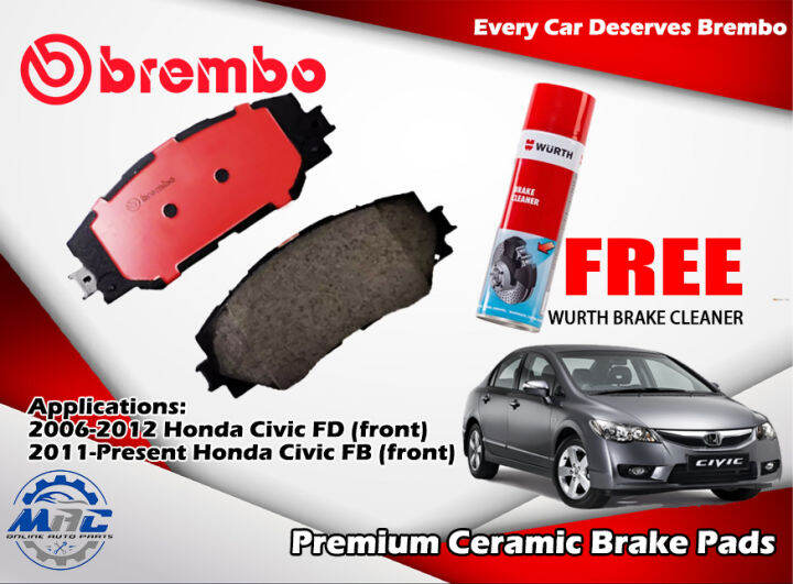 HONDA CIVIC FD Brembo CERAMIC Front pads Front Disc Brake Pads P28034N