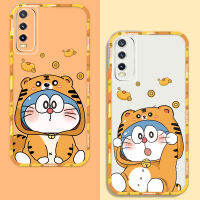 Arizino เคส OPPO A15 A54 A9 2020 A5 2020 A53 A57 2022 A77 A16 A12 A5S A74 A94 A95 A96 A31 F9 F7 F5 F11 Pro อินเทรนด์น่ารักแมวสีฟ้าทำให้เงินโปร่งใสซิลิโคนโทรศัพท์กรณี