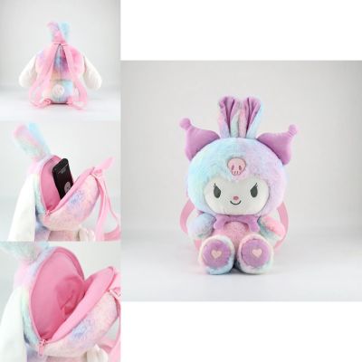 Kuromi My Melody Plush กระเป๋าเป้สะพายหลัง กระเป๋าสะพายไหล่ ใส่โทรศัพท์มือถือได้ ยัดไส้ ของเล่น ของขวัญ สําหรับเด็กผู้หญิง