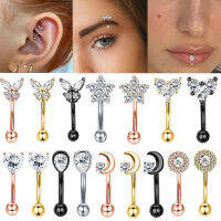 1ชิ้น Kening Menindik Anting-Anting Daith Cincin Meengkung Barbell Tragus Anting-Anting Stud Kadan Helix เจาะ Barang Krawan