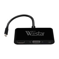 【Free shipping】 Wiistar USB Type C เป็น HDMI VGA,USB 3.1เป็น VGA HDMI 3.5มม. 1อิน3ออกสำหรับแล็ปท็อป Macbook Mate 10/20 P20