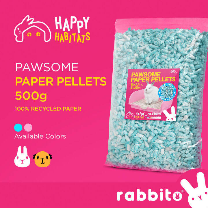 Happy Habitats PAWSOME PAPER PELLETS Litter & Bedding 500g for rabbits and other small animals