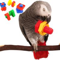 〖Love pets〗 Bird Intelligence Training Toys Set Parrot Plastic Block Puzzle Toy Stacking Color Ring Nuts Bolts Foraging Toy Pet Supplies