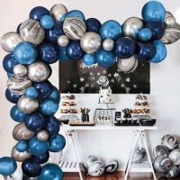 ┅ 85pcs Navy Blue Silver Metal Balloons Garland Arch Wedding Graduation Birthday Baby Shower Party Decor