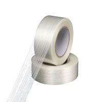 1 Roll 50M Strong Glass Fiber tape Transparent Striped Single Side Adhesive Tape Industrial Strapping Packaging Fixed Seal Adhesives Tape