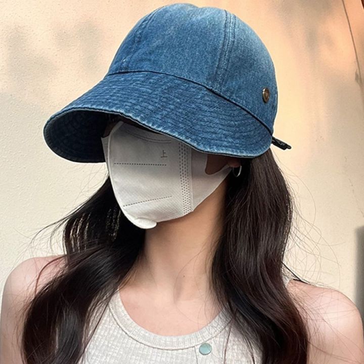 bucket-hat-women-foldable-sunshade-sun-hats-for-women-ladies-korean-fishing-hat-fisherman-cap-adjustable-rope-gorro-sunhat-adhesives-tape