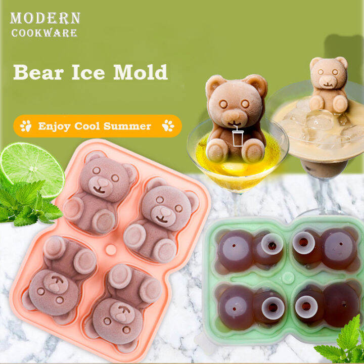 คลังสินค้าอำเภอ-bear-แม่พิมพ์น้ำแข็งถาดน้ำแข็ง3d-diy-เครื่องดื่มน้ำแข็งกาแฟน้ำผลไม้ค็อกเทลหมีแม่พิมพ์ซิลิโคน