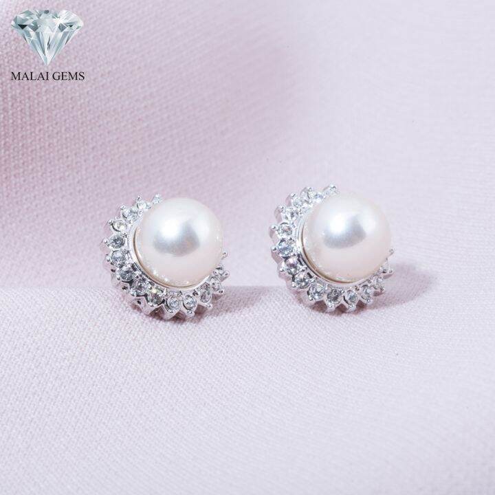 malai-gems-ต่างหูเพชร-เงินแท้-silver-925-เพชรสวิส-cz-เคลือบทองคำขาว-รุ่น11005373-แถมกล่อง-ต่างหูcz-ต่างหูเงินแท้