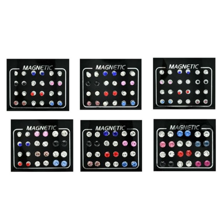 12-pairs-mixed-colors-crystal-rhinestone-magnetic-stud-earrings-non-piercing-clip-on-earrings-fashion-jewelry-unisex