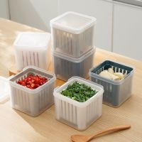 Kitchen green onion fresh-keeping box refrigerator food double-layer drain storage finishing box square onion ginger garlic side dish sealed box