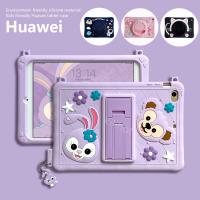 เคสสำหรับ Huawei MatePad T10 T10S Pro 11 2022 2023 Pro 10.8 MatePad 10.4นิ้ว2020 MediaPad T5 10.1 M5 Lite 10.1 M6 8.4 SE 10.4นิ่มลายการ์ตูนเคสซิลิโคนฝาครอบขาตั้ง