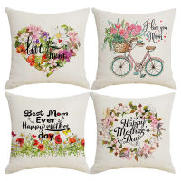 Home Mother’s Day Throw Pillow Covers 45X45cm Set of 4 Decorative Cotton Linen Cushion Case Decoration Daily Accessories