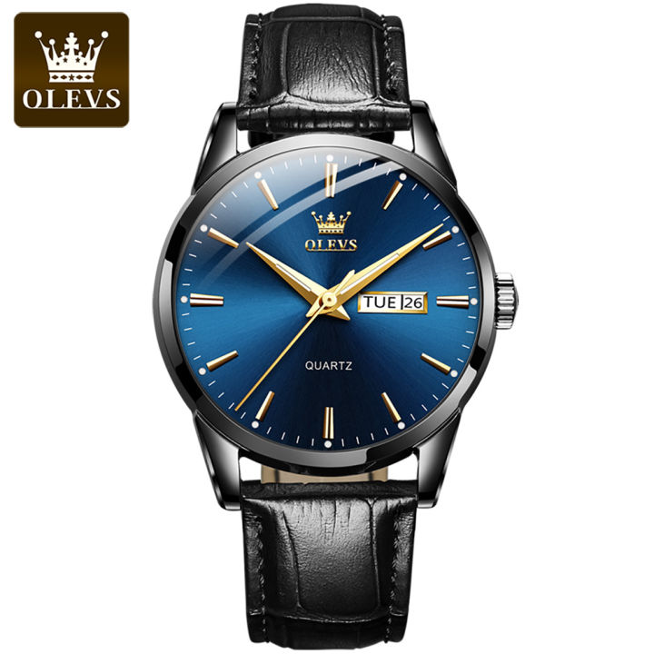 olevs-mens-watch-weekender-amp-calendar-black-brown-strap-mens-watches-classic-casual-watch-with-black-blue-white-dial-waterproof-30m