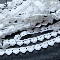 [HOT!] 2 yard Heart Shape Cotton Lace Trim White Lace Ribbons Bands DIY Girls 39; Hair Tie Headband Fabric Sewing Accessories