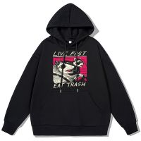 Living The LifeS Driving Raccoon Hoodies Men Cotton Couple Streetwear Spring Autumn Pullovers Clothes Loose Casual Sweatshirts Size XS-4XL