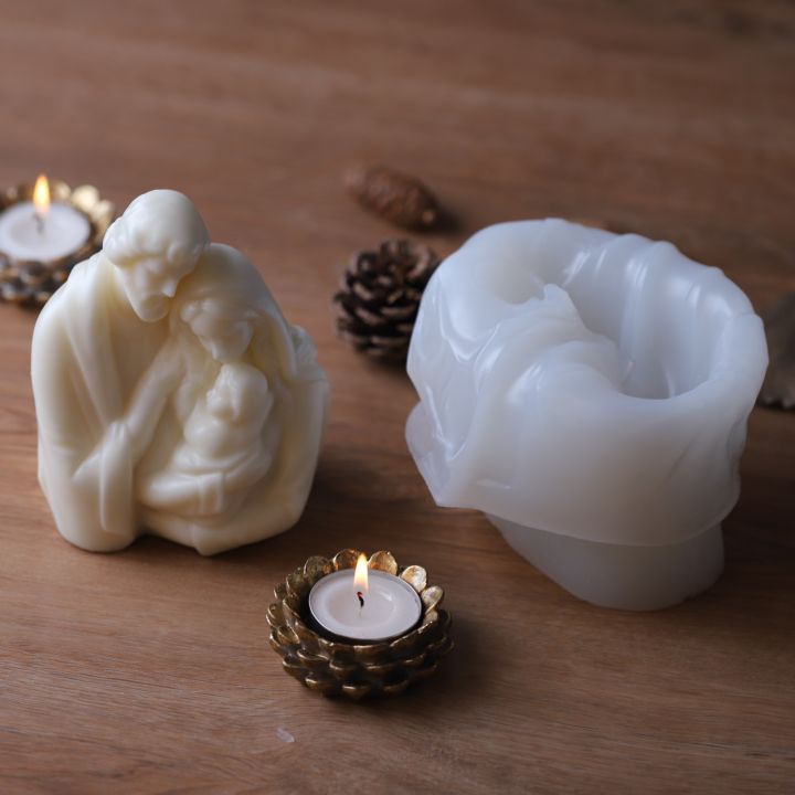 home-decoration-gypsum-mold-family-jesus-family-virgin-mary-candle-silicone
