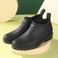 Rain Boots Mens Winter Woolen Cotton Low Top Fashion Warm Rain Boots Anti-slip Fishing Shoes Rain Shoes Men Short Rubber Boots