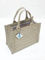 กระเป๋าพลาสติกสานเนื้อหนา Bag.it.all_th Stripes Golden Grey