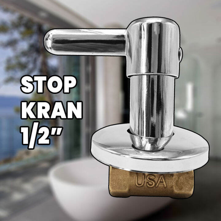Kran Tanam Engkol Kran Wall Shower Stop Keran 1/2 inch Kuningan JS61